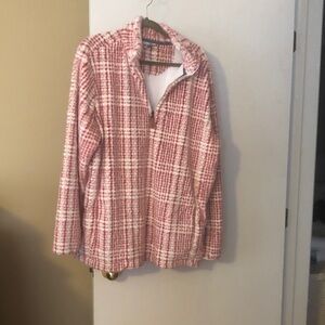 Pink and White Plaid Fleece Jacket
